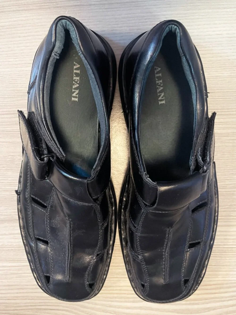 Alfani Men's Black Fisherman Sandals Size 11M Leather Comfort Walking Shoes